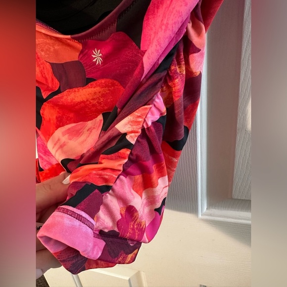 NWT ATHLETA Square Neck Tankini 32 B/C Liana Floral Mauve Swim Top #657740 $84 - Picture 9 of 14